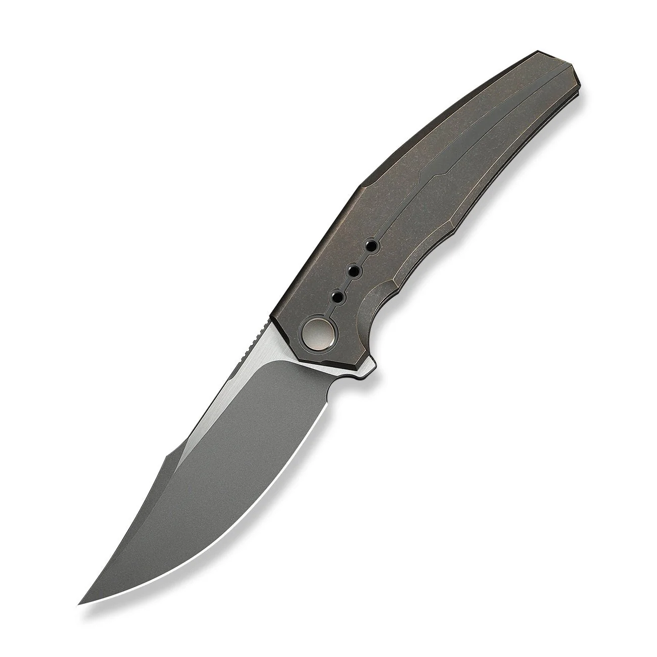 WEKNIFE Kyklos Flipper Knife Bronze Titanium Handle (3.79" Gray Stonewashed Bohler M390 Blade, Satin Flat) WE23086-2 - Image 3