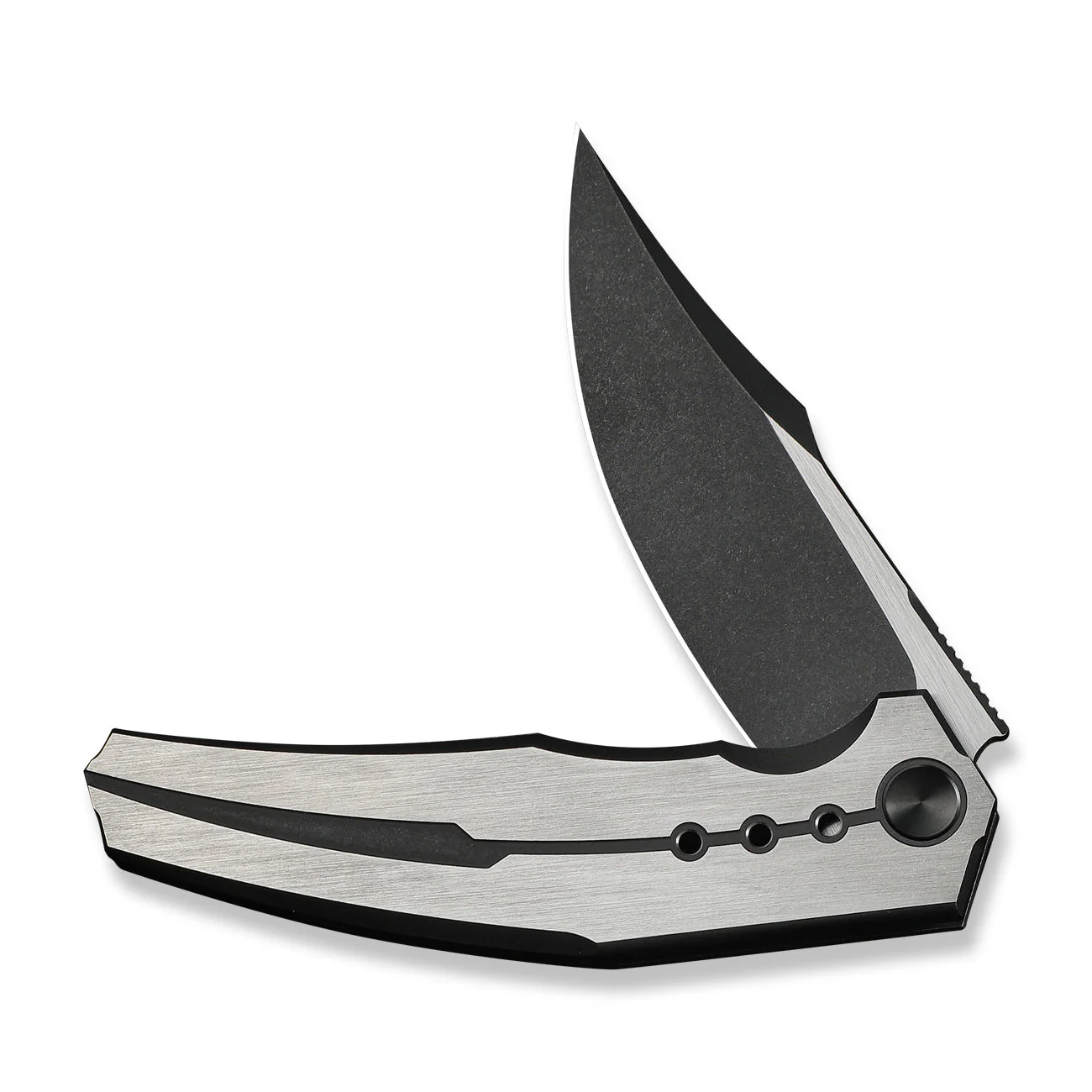 WEKNIFE Kyklos Flipper Knife Satin / Black Titanium Handle (3.79" Black Stonewashed Bohler M390 Blade, Satin Flat) WE23086-3 - Image 5