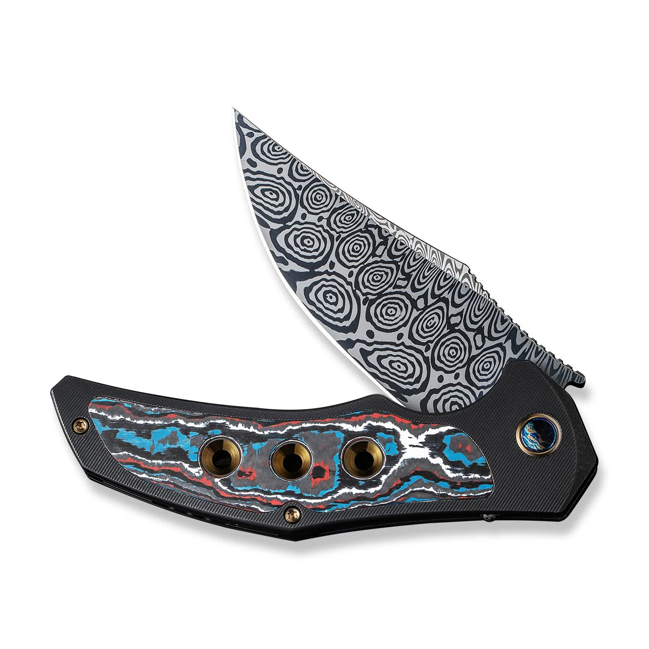 WEKNIFE Magnetron Flipper Knife Titanium & FatCarbon Fiber Handle (3.76" Damasteel Blade) WE18058-DS1 - Image 5