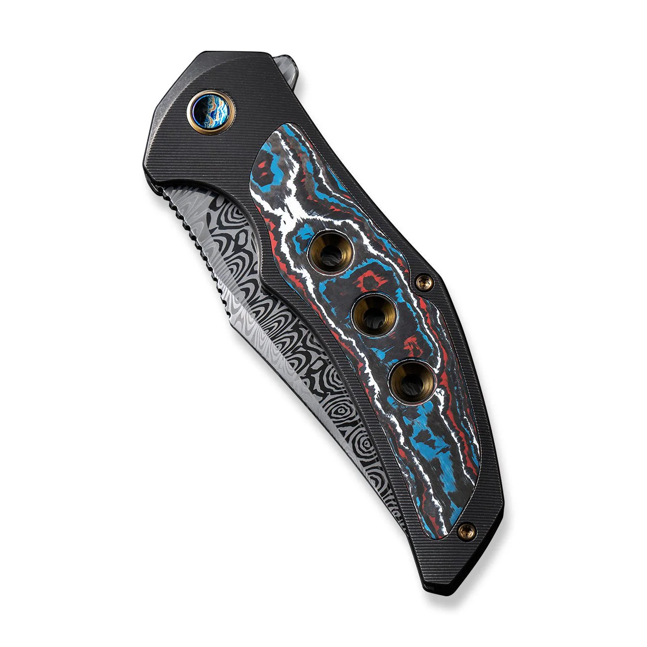WEKNIFE Magnetron Flipper Knife Titanium & FatCarbon Fiber Handle (3.76" Damasteel Blade) WE18058-DS1 - Image 6