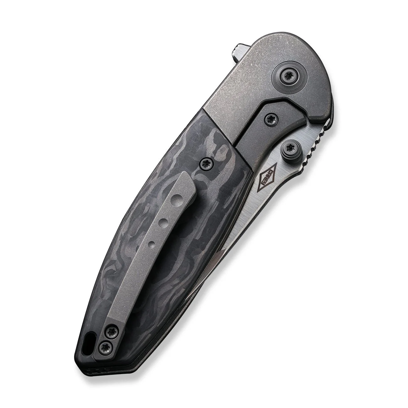 WEKNIFE Nitro Mini Flipper & Thumb Stud Knife Titanium & Carbon Fiber Handle (3.13" CPM 20CV Blade) WE22015-1 - Image 7