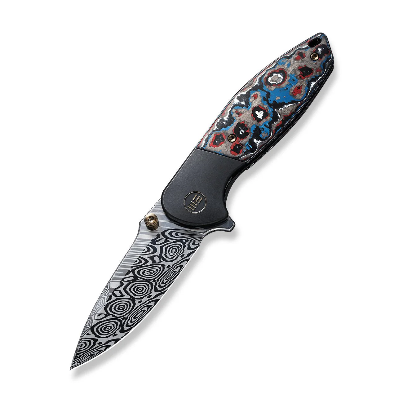 WEKNIFE Nitro Mini Flipper & Thumb Stud Knife Titanium & FatCarbon Fiber Handle (3.13" Damasteel Blade) WE22015-DS1 - Image 3