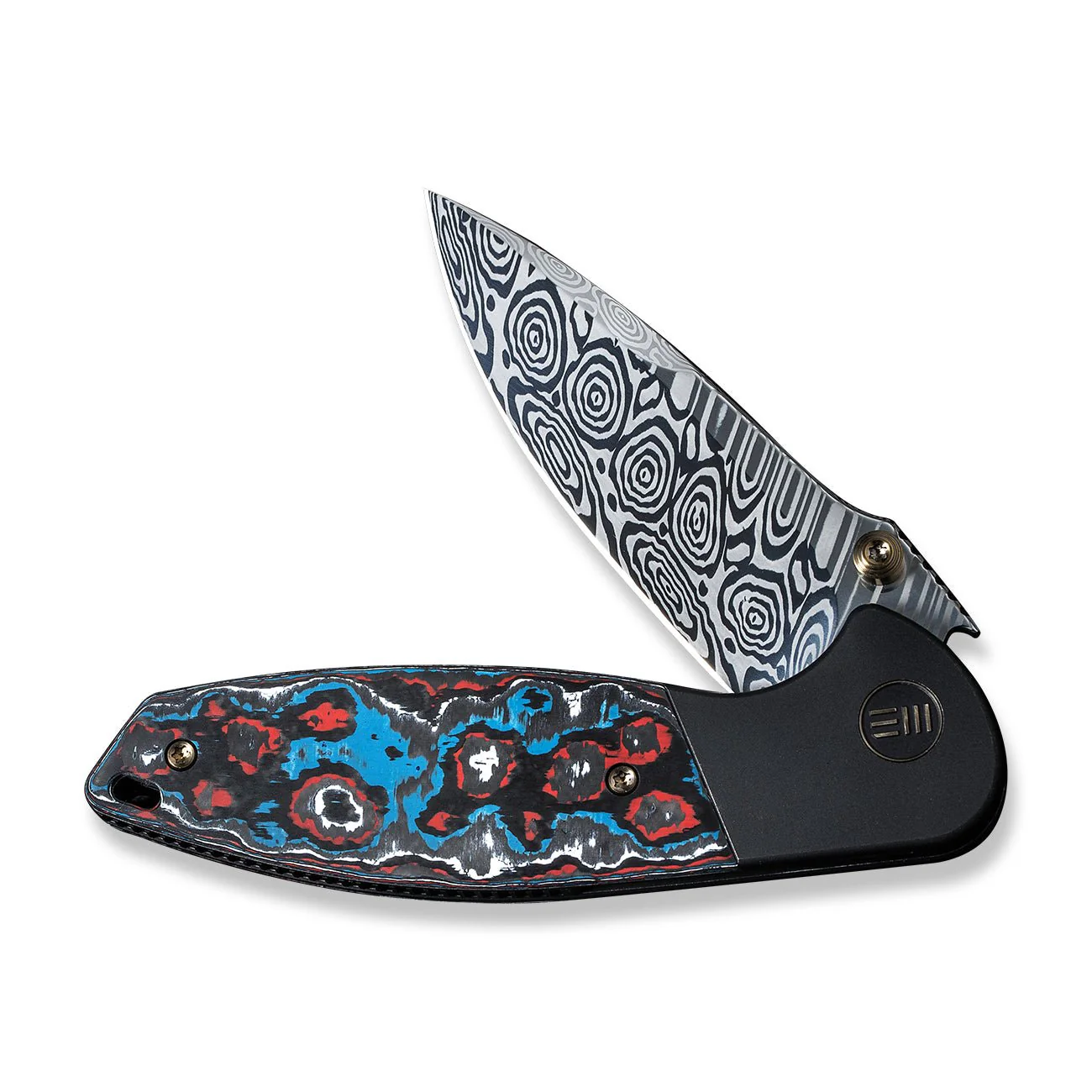 WEKNIFE Nitro Mini Flipper & Thumb Stud Knife Titanium & FatCarbon Fiber Handle (3.13" Damasteel Blade) WE22015-DS1 - Image 5