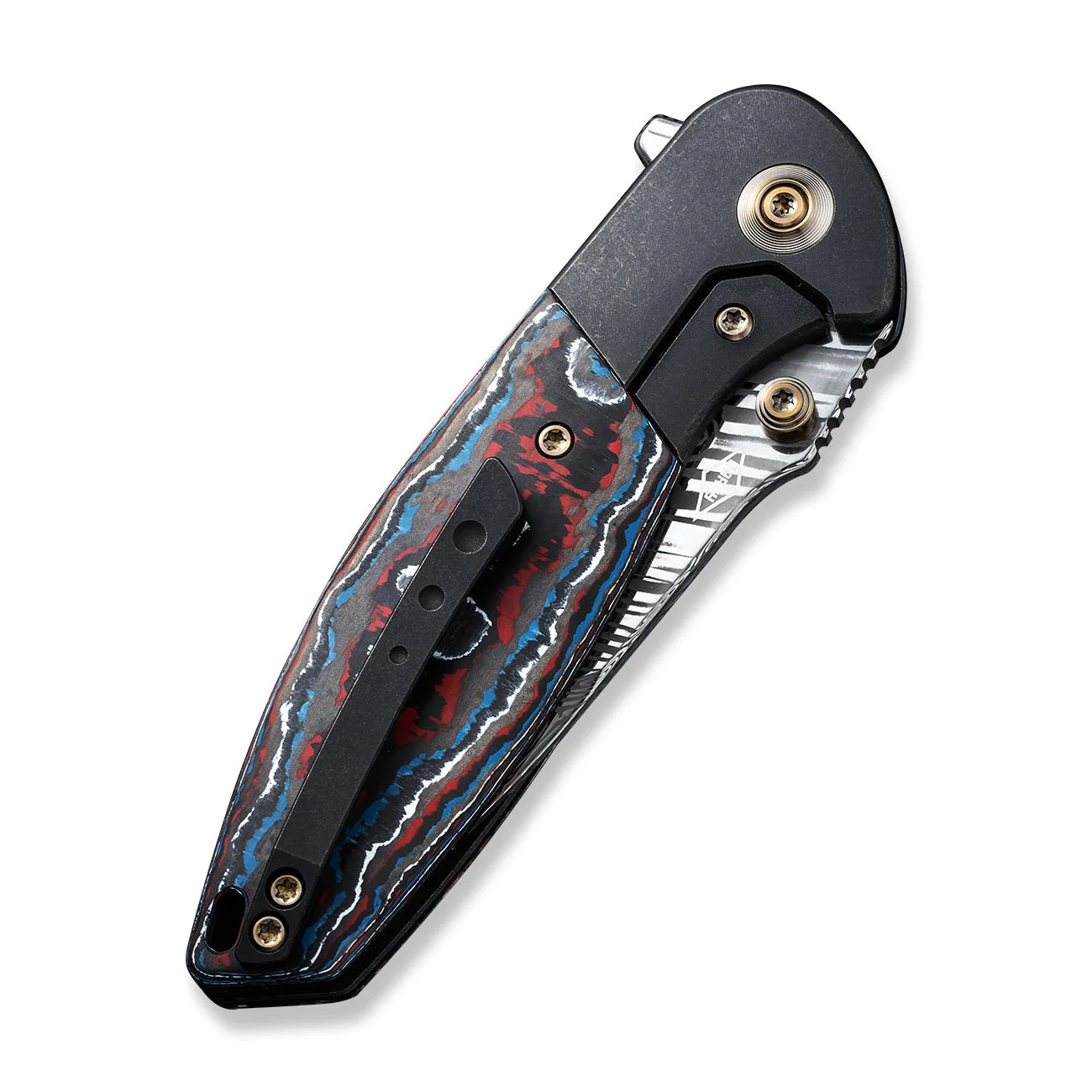 WEKNIFE Nitro Mini Flipper & Thumb Stud Knife Titanium & FatCarbon Fiber Handle (3.13" Damasteel Blade) WE22015-DS1 - Image 7