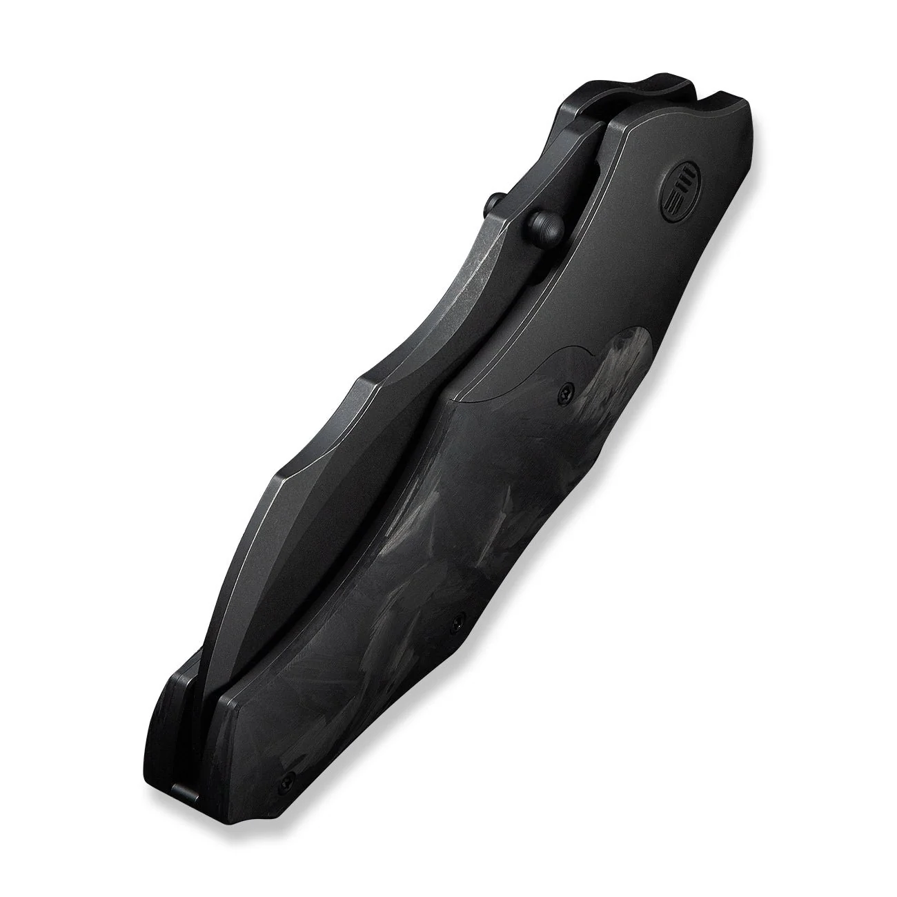 WEKNIFE Orc Boss Thumb Stud Knife Black Titanium Handle With Shredded Carbon Fiber Inlay (3.82" Black Stonewashed CPM 20CV Blade) WE24042-1 - Image 8