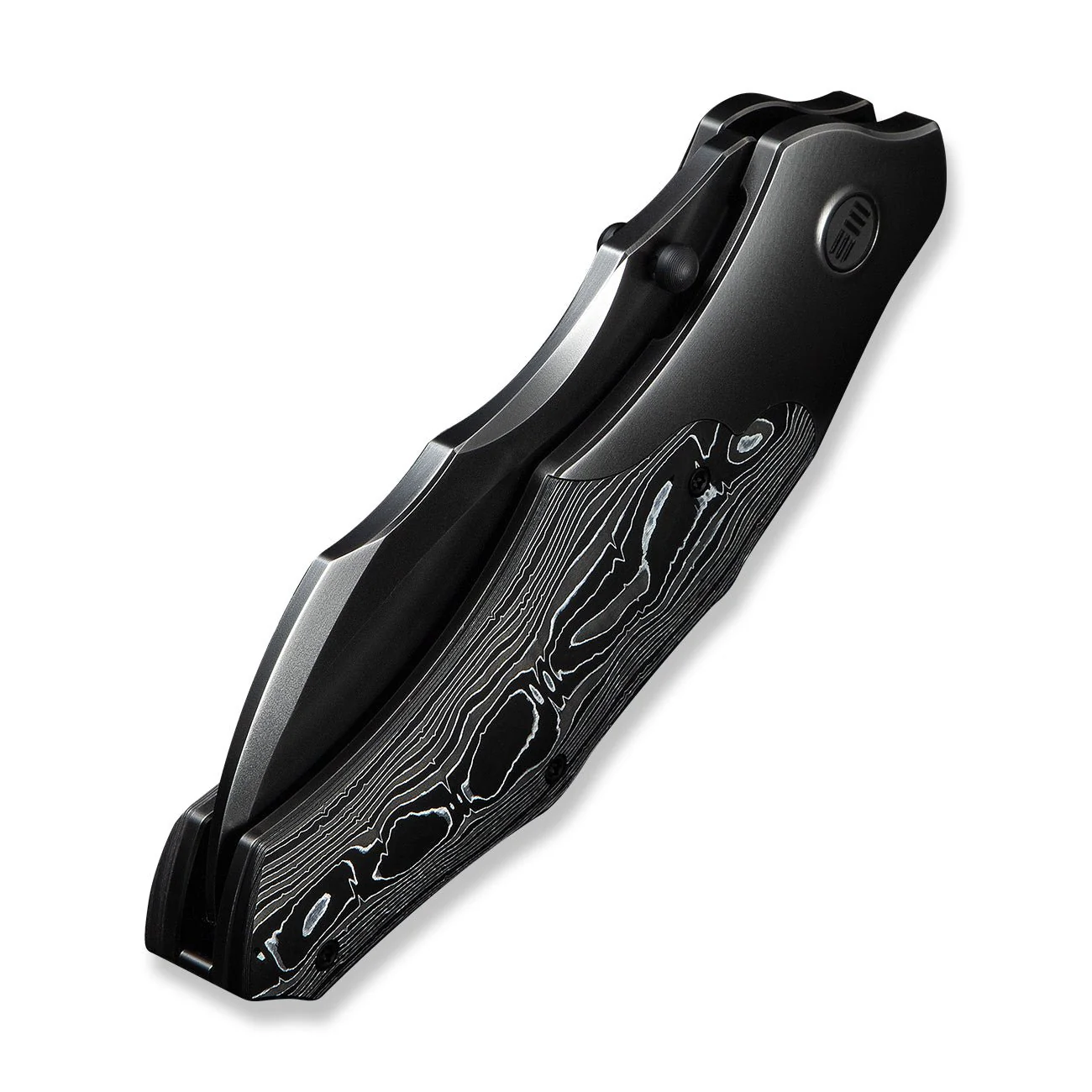 WEKNIFE Orc Boss Thumb Stud Knife Polished Gray Titanium Handle With Aluminum Foil Carbon Fiber Inlay (3.82" Polished Gray CPM 20CV Blade) WE24042-3 - Image 8