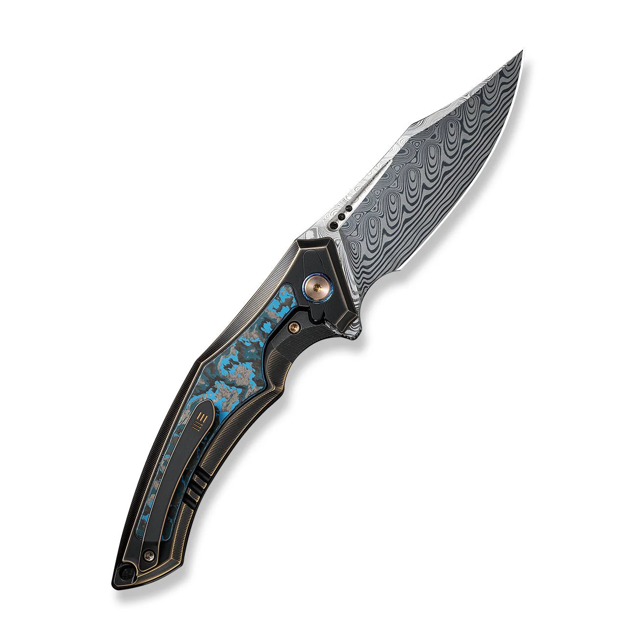 WEKNIFE Orpheus Flipper Knife Titanium & FatCarbon Fiber Handle (3.48" Damasteel Blade) WE23009-DS1 - Image 2