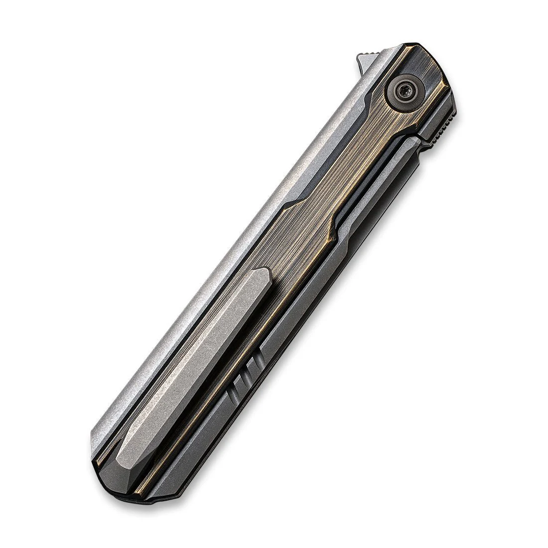 WEKNIFE Peer Flipper Knife Titanium & Brass Handle (3.46" CPM 20CV Blade) 2015E - Image 6