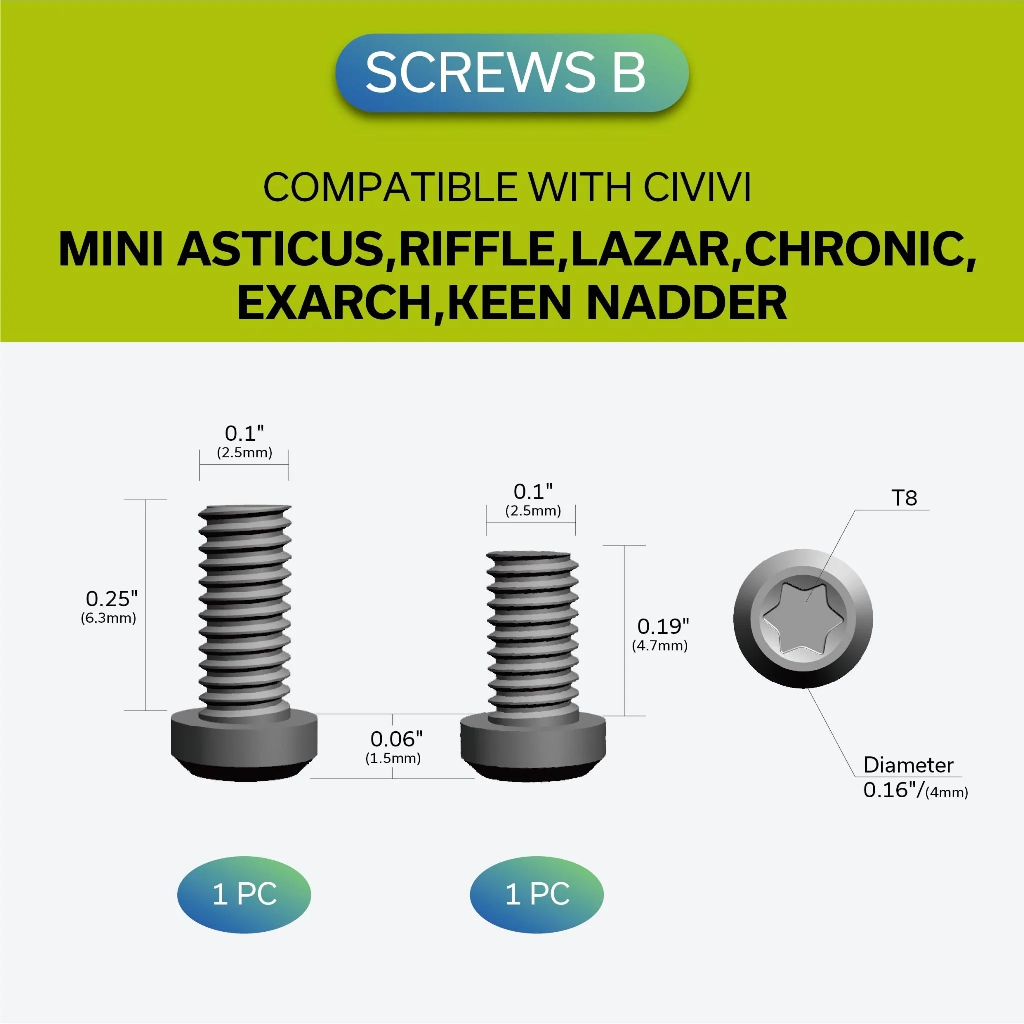 Titanium Pocket Clip with 6PCS Titanium screws T001D - Image 4
