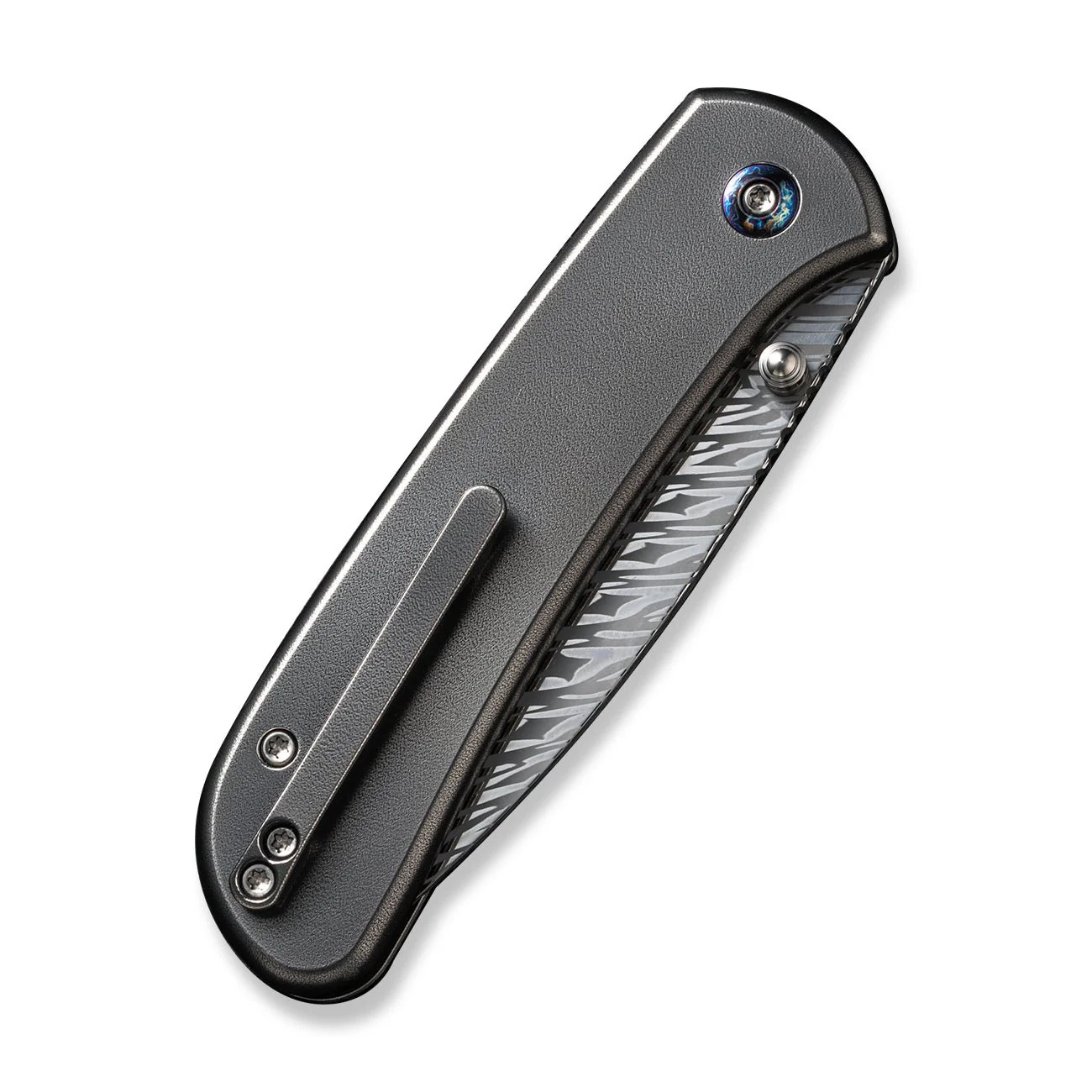 WEKNIFE Qubit Thumb Stud & Button Lock Knife Titanium Handle (3.2" Damasteel Blade) WE22030F-DS1 - Image 7