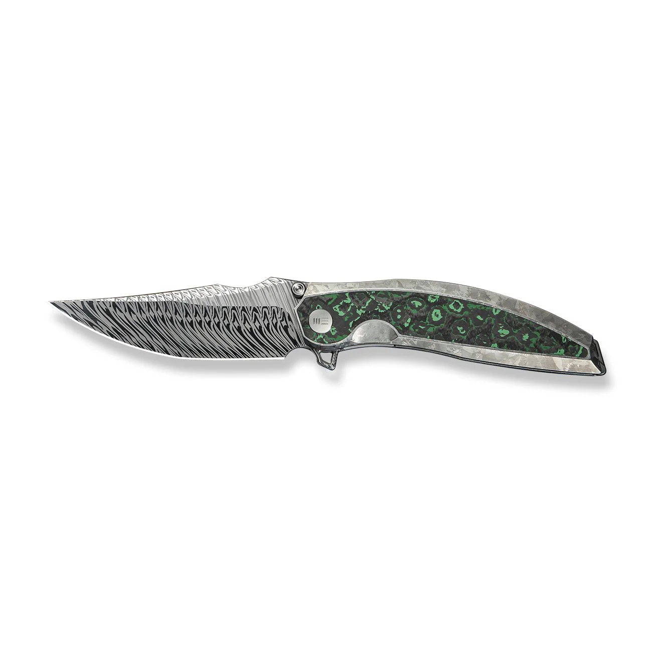 WEKNIFE Quinseris Flipper & Thumb Stud Knife Titanium & FatCarbon Fiber Handle (3.96" Damasteel Blade) WE23093-DS1 - Image 4