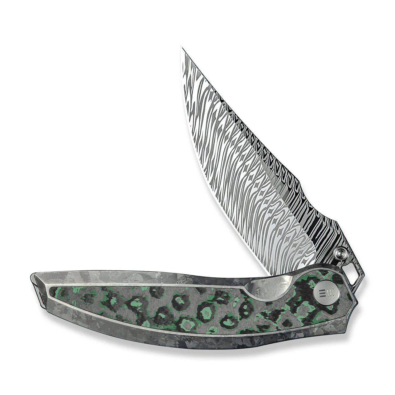 WEKNIFE Quinseris Flipper & Thumb Stud Knife Titanium & FatCarbon Fiber Handle (3.96" Damasteel Blade) WE23093-DS1 - Image 5