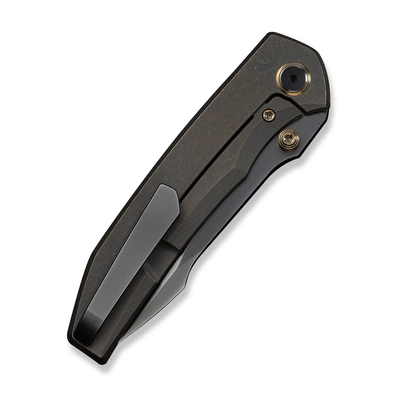 WEKNIFE Ryson Thumb Stud Knife Bronze Titanium Handle (3.33" Polished Gray Bohler M390 Blade) WE24086-3 - Image 7