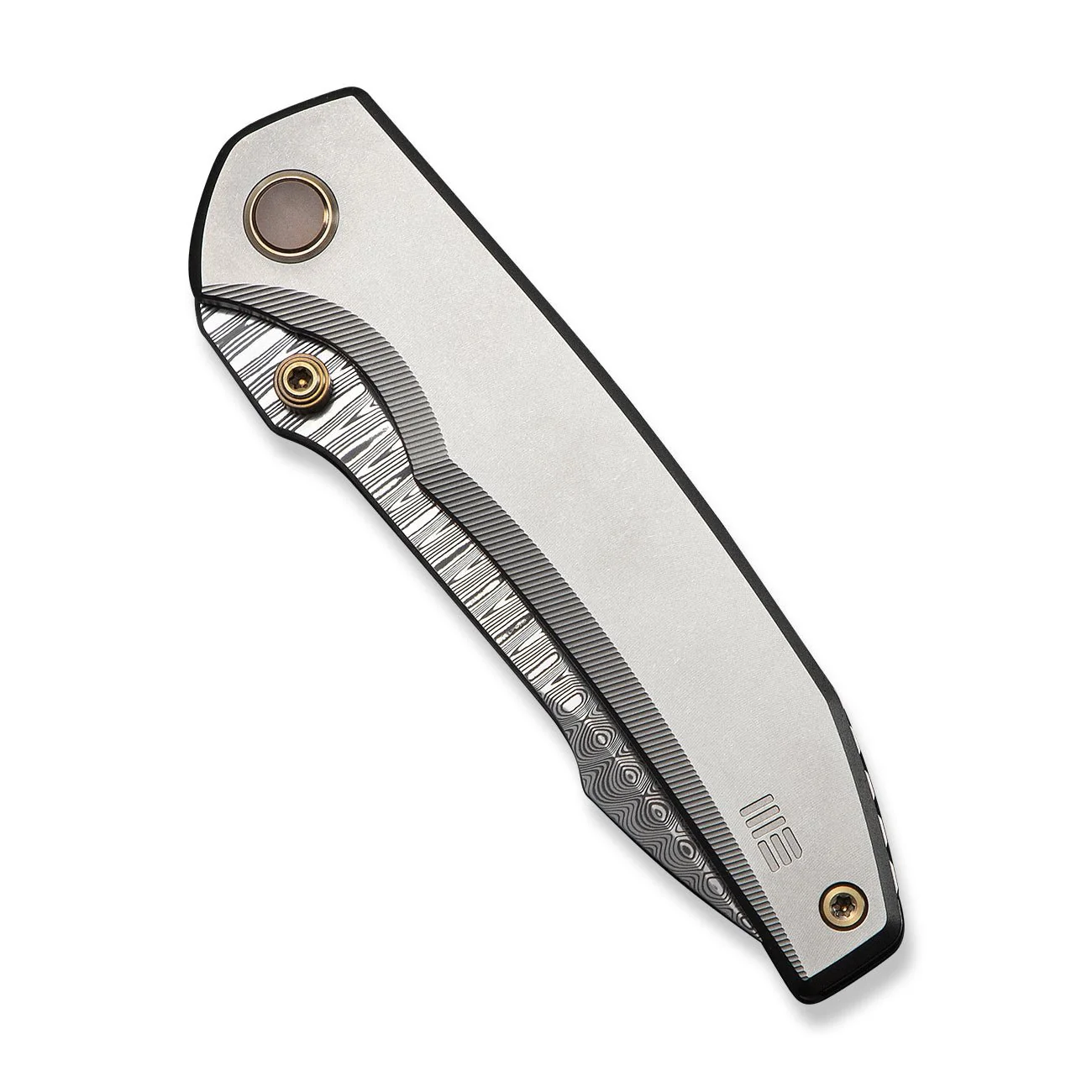 WEKNIFE Ryson Thumb Stud Knife Gray Titanium Handle (3.33" Hugin Damasteel Blade) WE24086-DS1 - Image 6