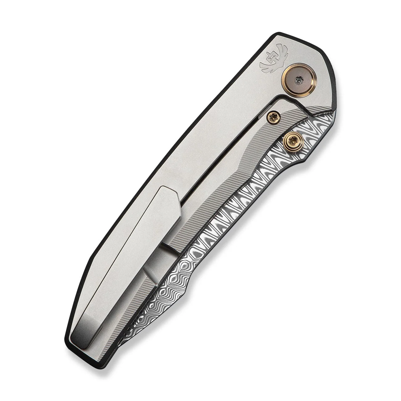 WEKNIFE Ryson Thumb Stud Knife Gray Titanium Handle (3.33" Hugin Damasteel Blade) WE24086-DS1 - Image 7