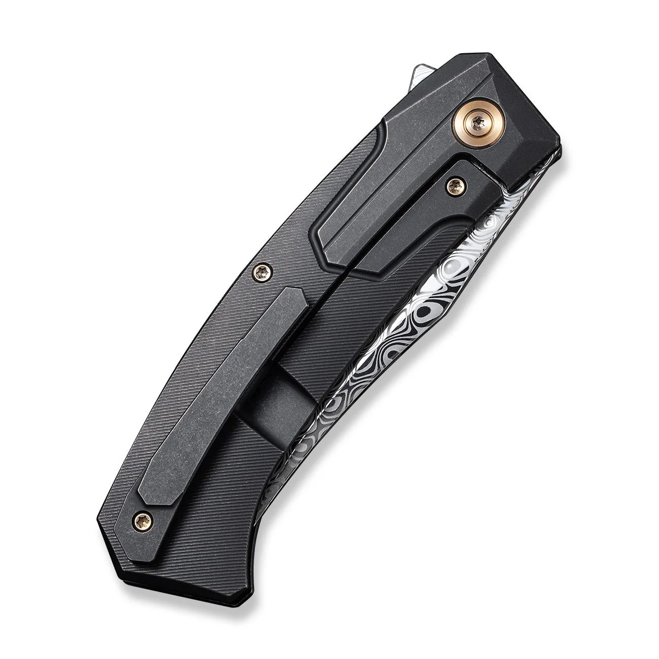 WEKNIFE Shuddan Flipper Knife Titanium Handle (3.48" Damasteel Blade) WE21015-DS1 - Image 7