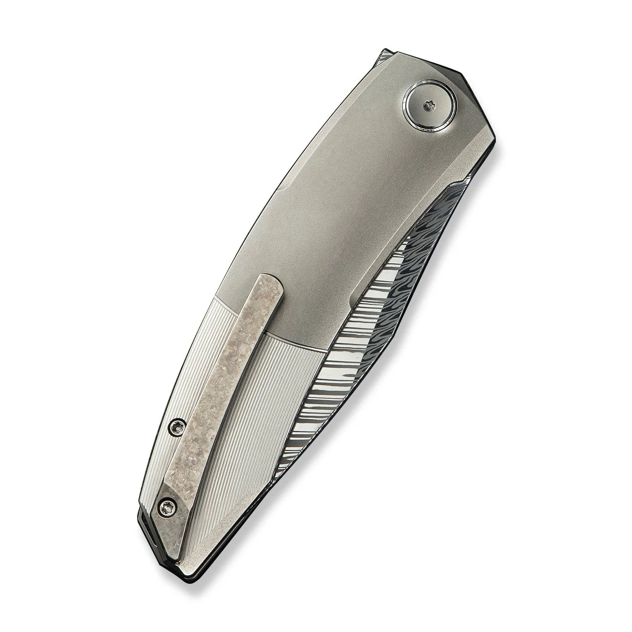 WEKNIFE Sine Wave Flipper Knife Titanium Handle (3.98" Damasteel Blade) WE23069B-DS1 - Image 7