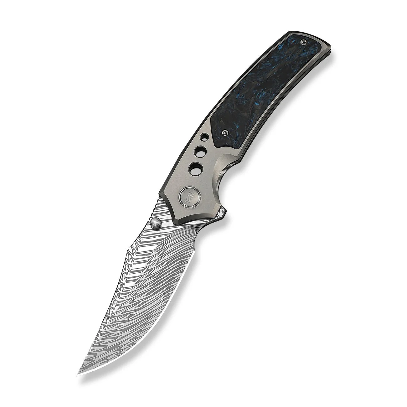 WEKNIFE Skynix Flipper & Thumb Stud Knife Titanium & Carbon Fiber Handle (3.7" Damasteel Blade) WE24087-DS1 - Image 3