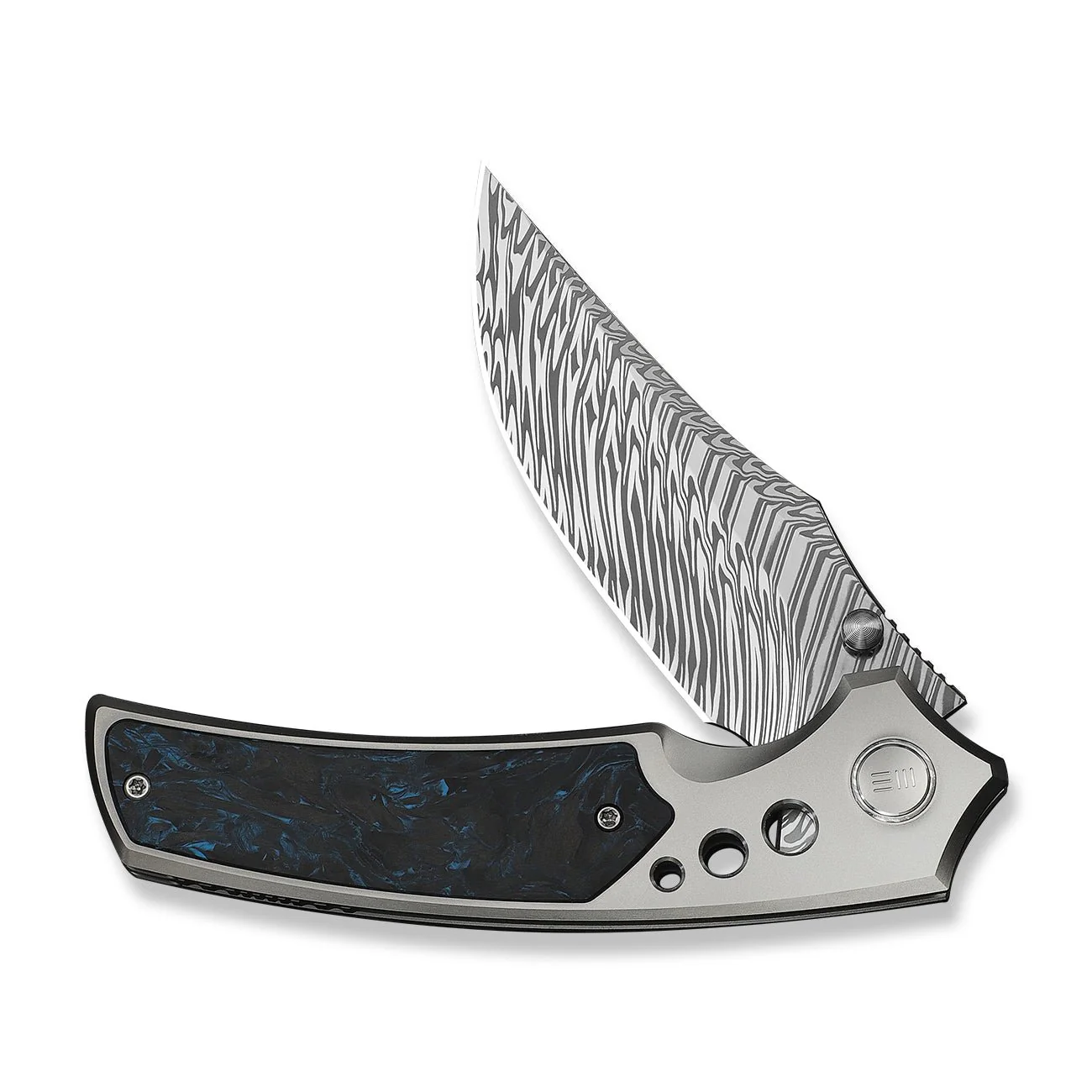WEKNIFE Skynix Flipper & Thumb Stud Knife Titanium & Carbon Fiber Handle (3.7" Damasteel Blade) WE24087-DS1 - Image 5
