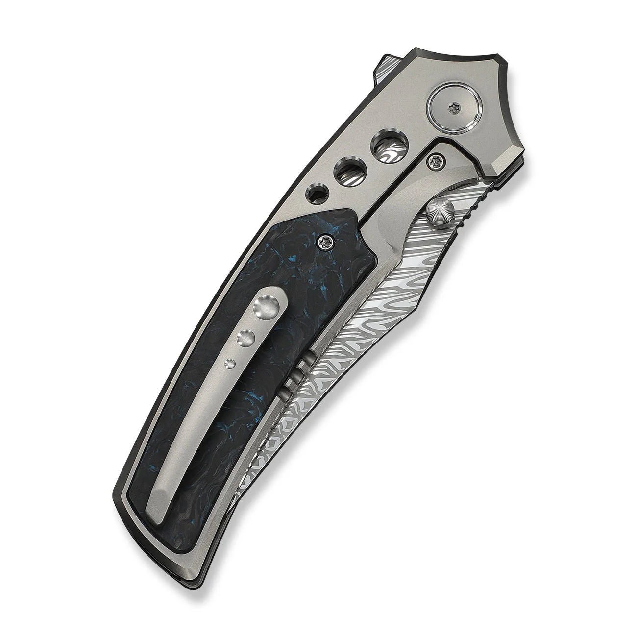 WEKNIFE Skynix Flipper & Thumb Stud Knife Titanium & Carbon Fiber Handle (3.7" Damasteel Blade) WE24087-DS1 - Image 7