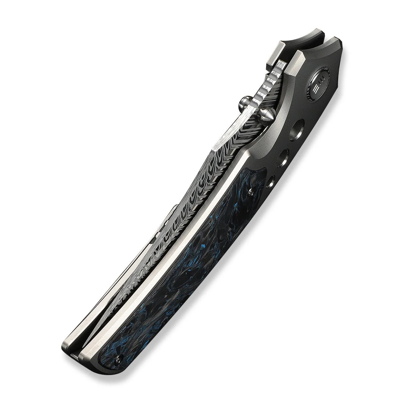 WEKNIFE Skynix Flipper & Thumb Stud Knife Titanium & Carbon Fiber Handle (3.7" Damasteel Blade) WE24087-DS1 - Image 8