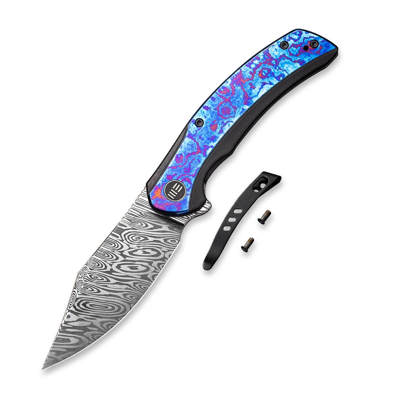 WEKNIFE Snick Flipper Knife Titanium & Timascus Handle (3.47" Damasteel Blade) WE19022F-DS1 - Image 3