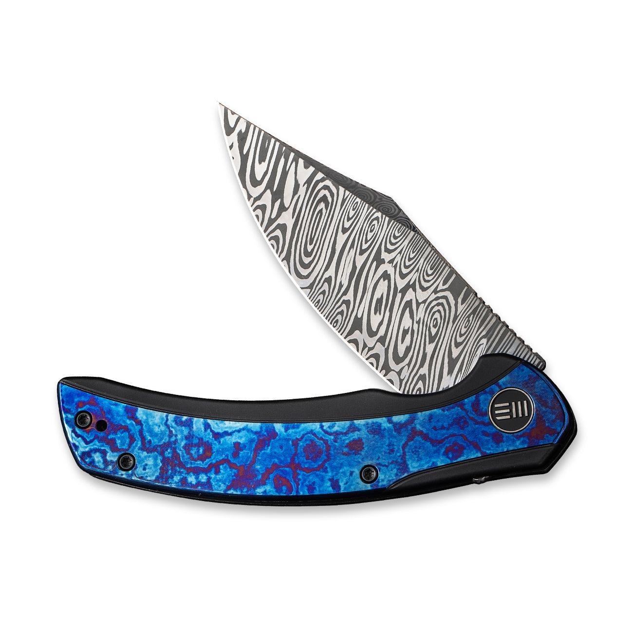 WEKNIFE Snick Flipper Knife Titanium & Timascus Handle (3.47" Damasteel Blade) WE19022F-DS1 - Image 5