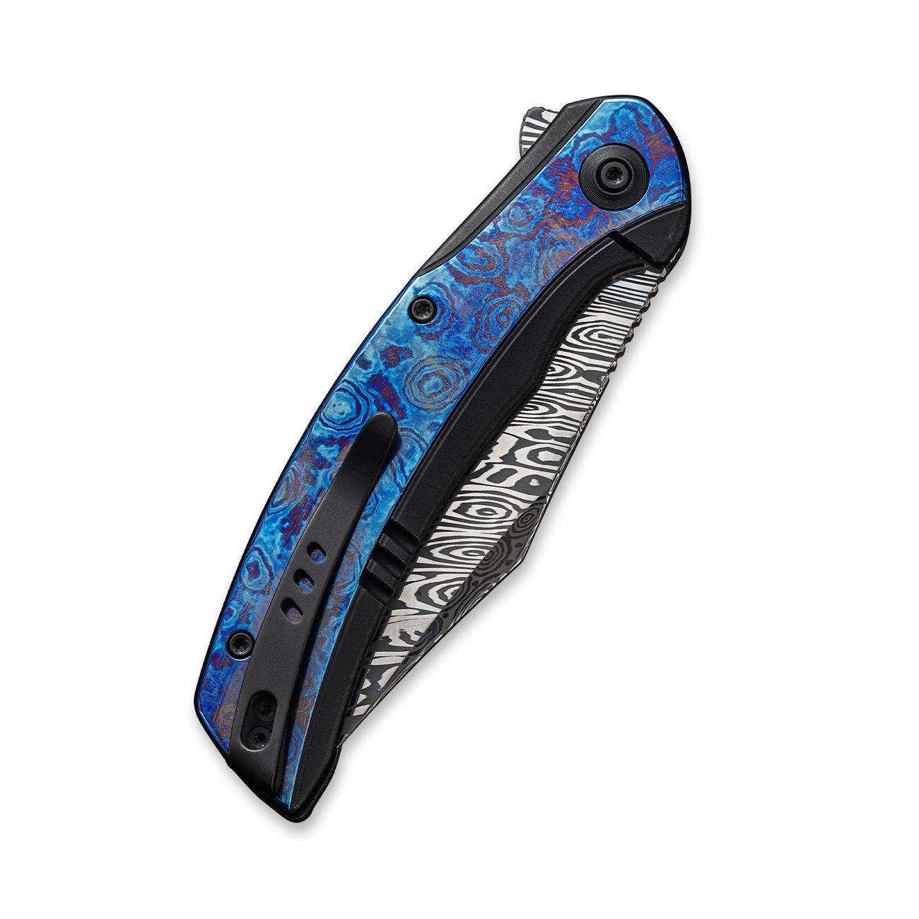 WEKNIFE Snick Flipper Knife Titanium & Timascus Handle (3.47" Damasteel Blade) WE19022F-DS1 - Image 6