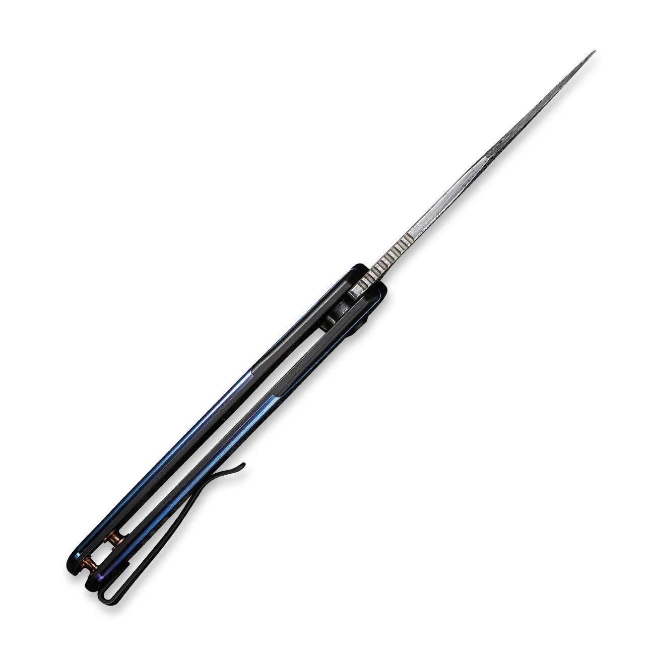 WEKNIFE Snick Flipper Knife Titanium & Timascus Handle (3.47" Damasteel Blade) WE19022F-DS1 - Image 9