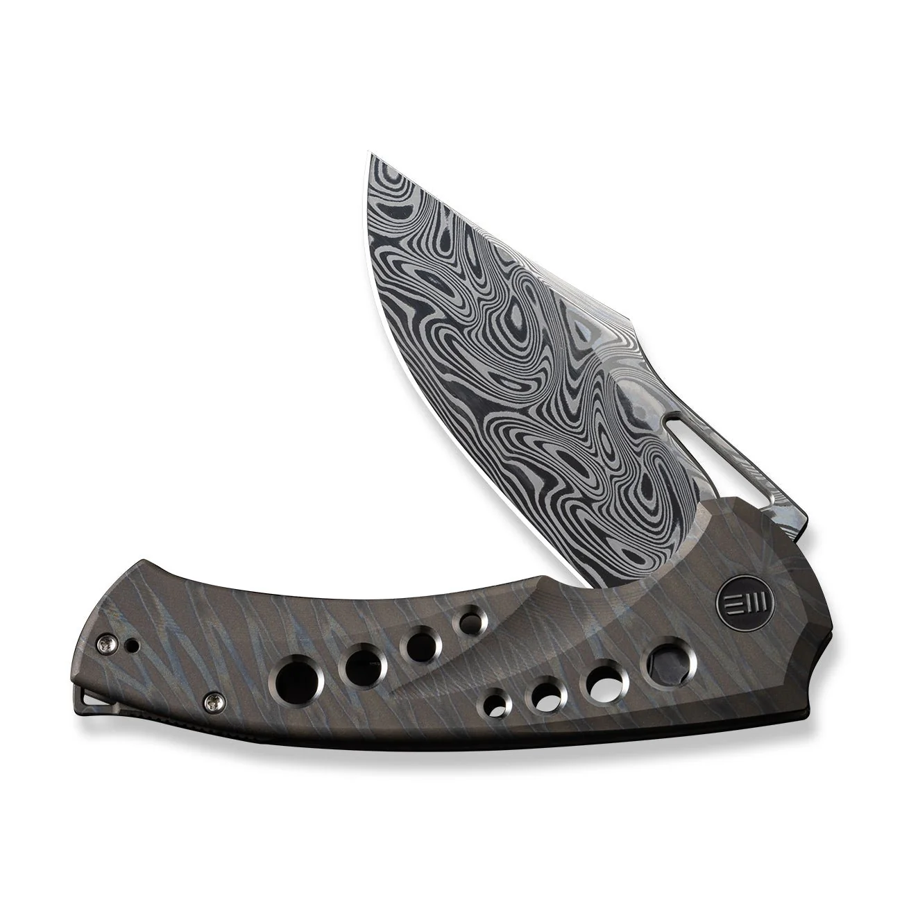 WEKNIFE Swiftfin Flipper & Thumb Hole Knife Titanium Handle (3.8" Damasteel Blade) WE23051-DS1 - Image 4