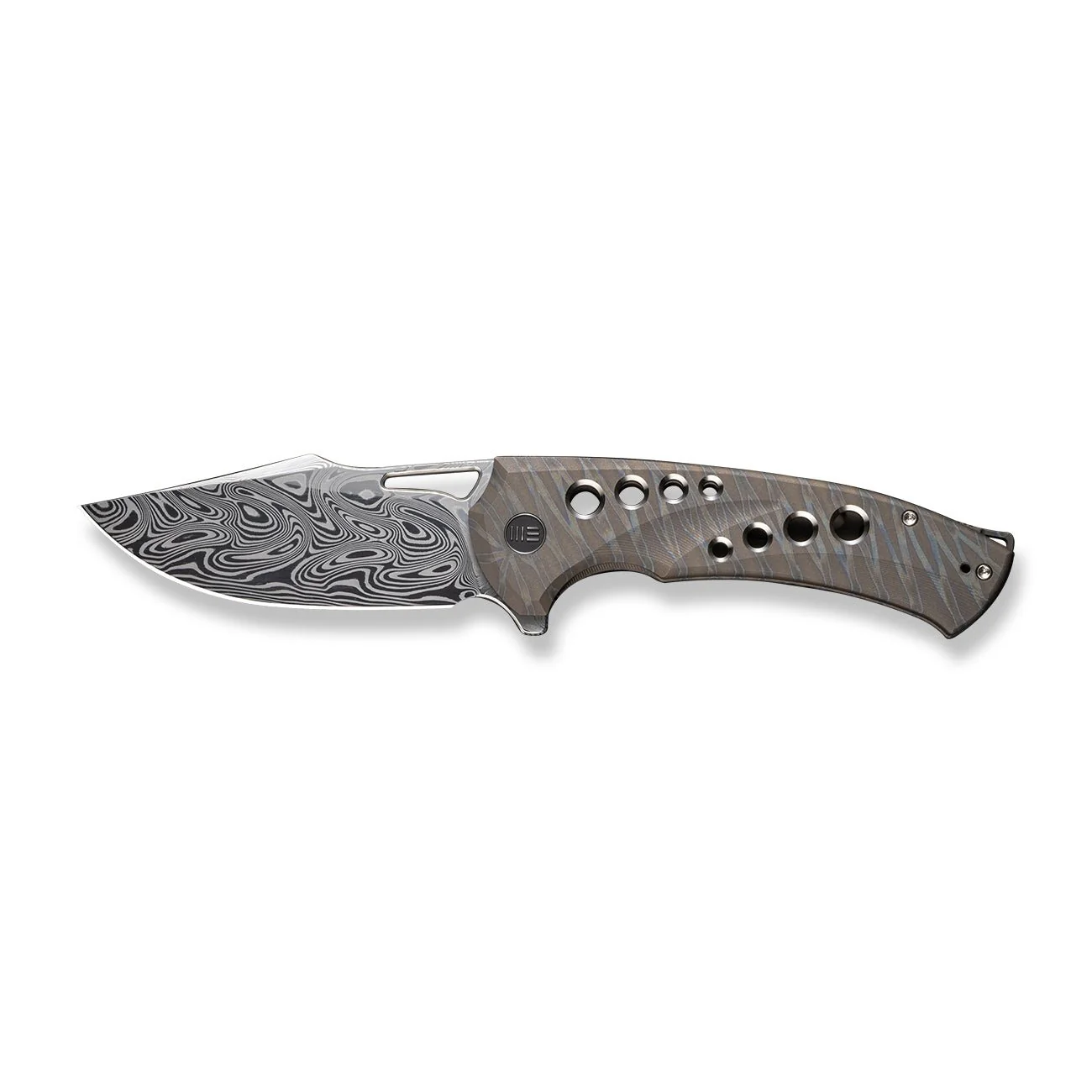 WEKNIFE Swiftfin Flipper & Thumb Hole Knife Titanium Handle (3.8" Damasteel Blade) WE23051-DS1 - Image 5