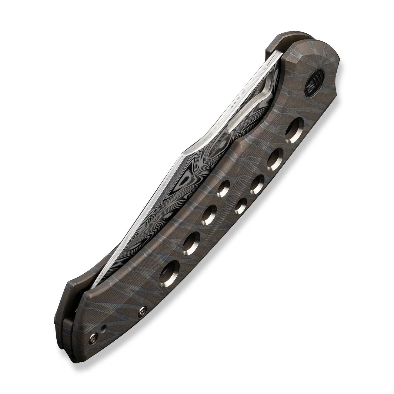 WEKNIFE Swiftfin Flipper & Thumb Hole Knife Titanium Handle (3.8" Damasteel Blade) WE23051-DS1 - Image 8