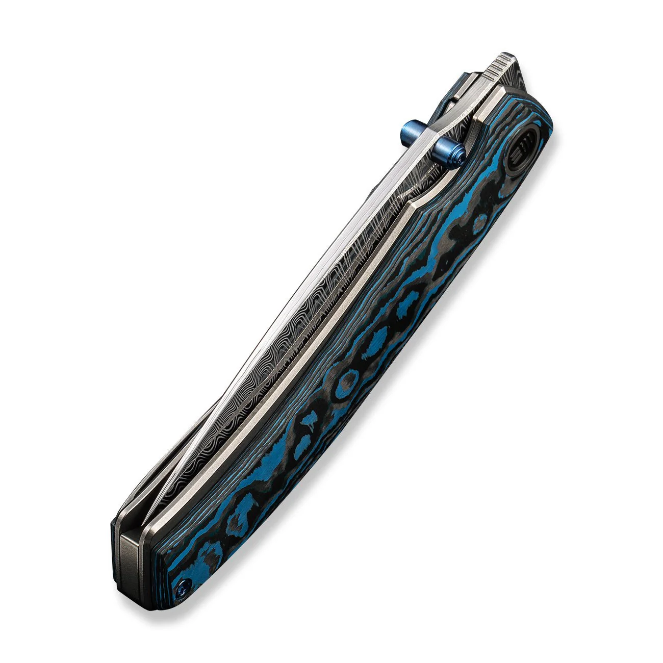 WEKNIFE Swordfin Front Flipper & Thumb Stud Knife FatCarbon Fiber Handle (3.28" Damasteel Blade) WE23067-DS1 - Image 8