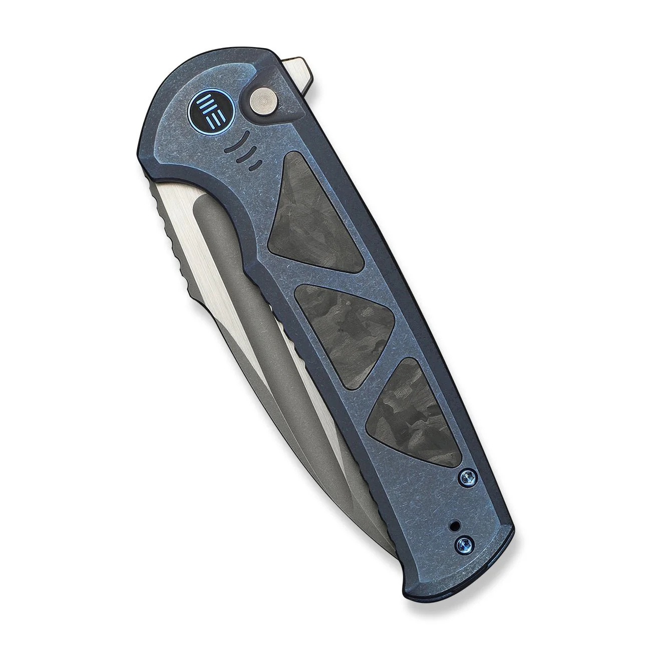 WEKNIFE Sylox Flipper & Button Lock Knife Titanium & Carbon Fiber Handle (3.8" M390 Blade) WE24027-2 - Image 6