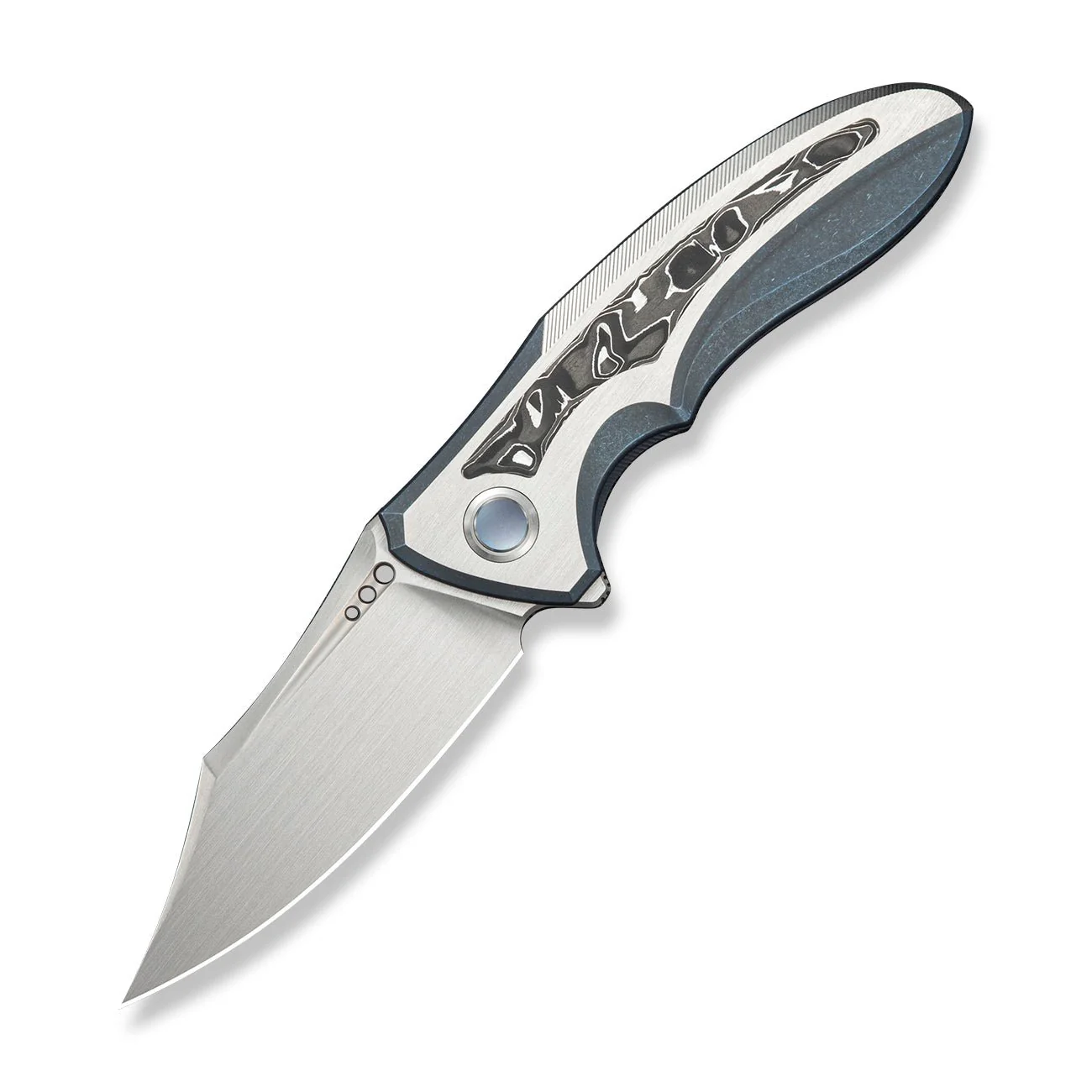 WEKNIFE VARG Flipper Knife Blue & Gray Titanium With Black & White Aluminum Foil Carbon Fiber Inlay (2.96" Hand Rubbed Satin Bohler M390 Blade) WE25074 Sample2 - Image 3