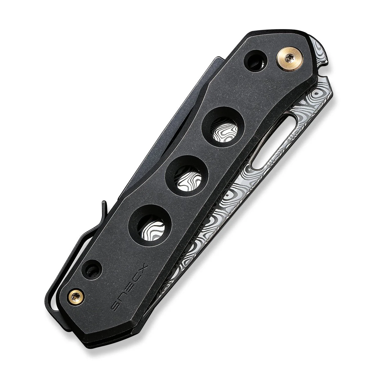 WEKNIFE Vision R Manual Thumb & Thumb Hole & Superlock Knife Titanium Handle (3.54" Damasteel Blade) WE21031-DS1 - Image 6