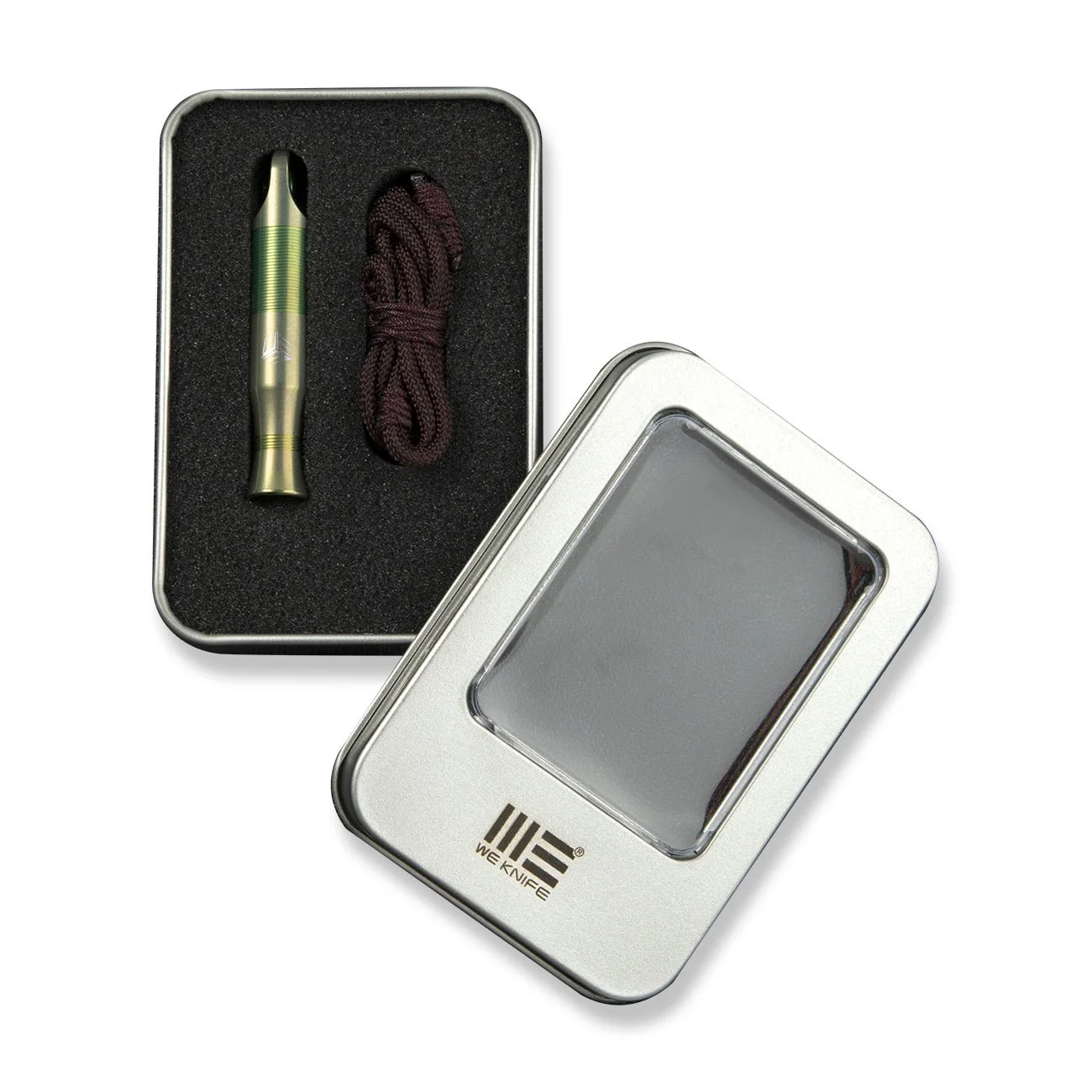 WEKNIFE Titanium Whistle With 1PC Brown Paracord A-05CP - Image 6