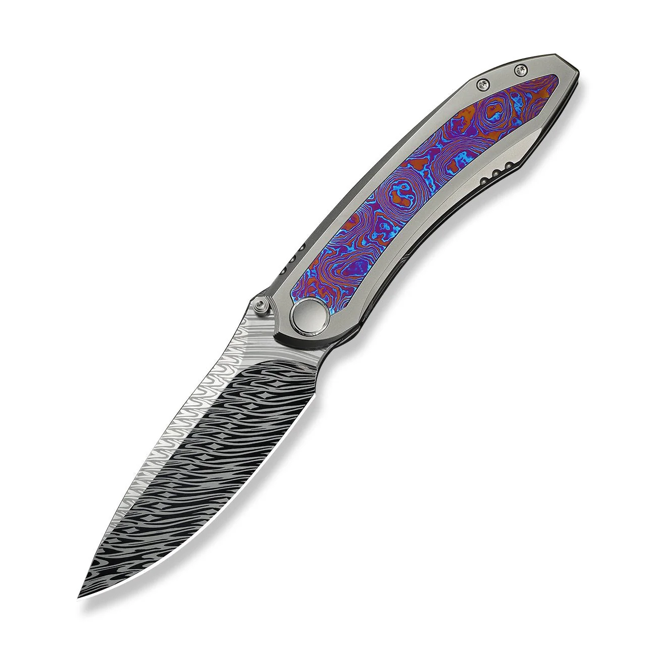 WEKNIFE Winsome Thumb Stud & Front Flipper Knife Titanium & Timascus Handle (3.74" Damasteel Blade) WE23092-DS1 - Image 3