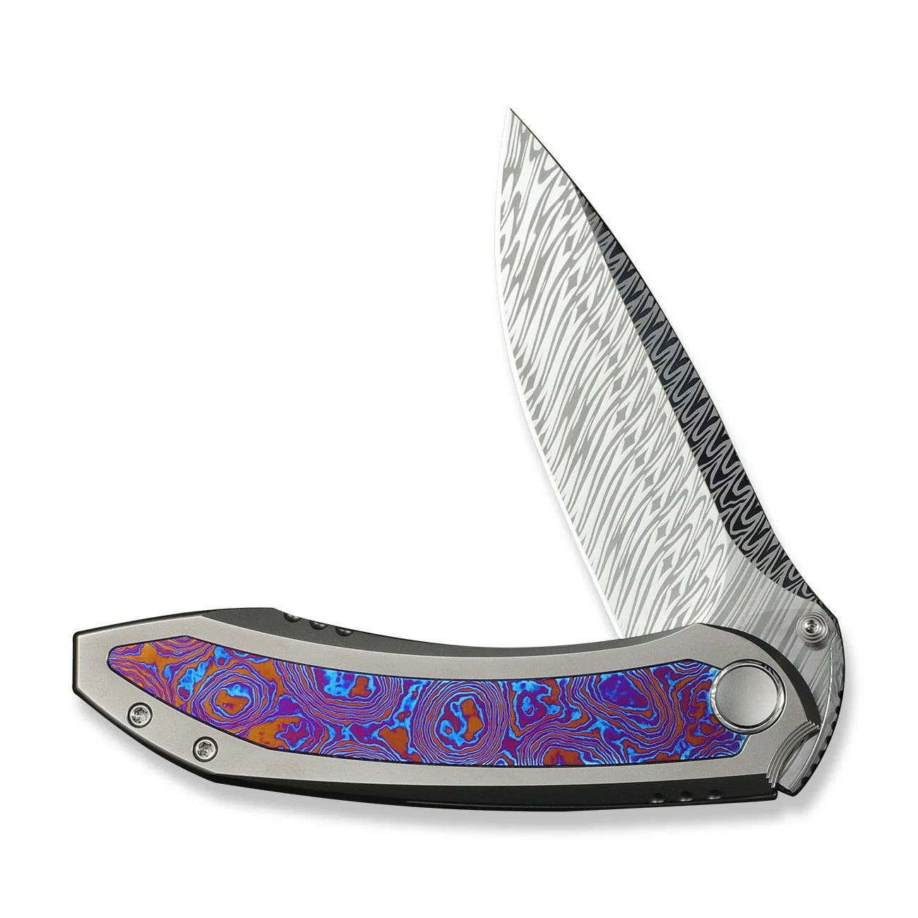 WEKNIFE Winsome Thumb Stud & Front Flipper Knife Titanium & Timascus Handle (3.74" Damasteel Blade) WE23092-DS1 - Image 5