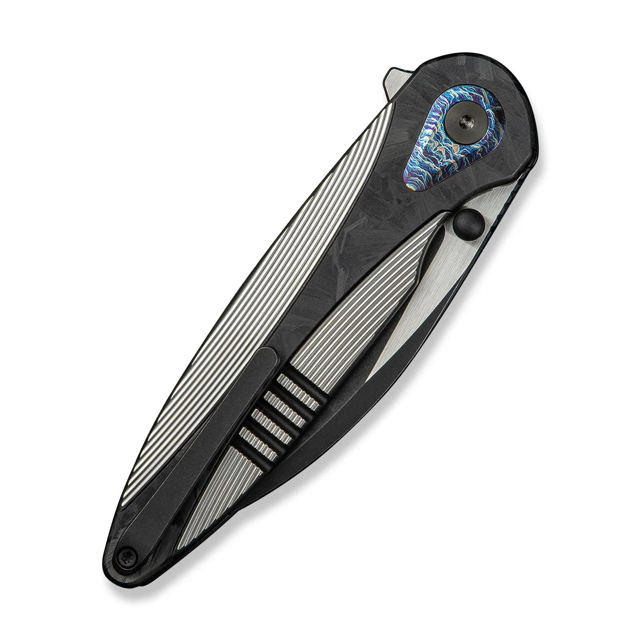 WEKNIFE Zenthra Flipper & Thumb Stud Knife Titanium & Carbon Fiber Handle (3.3" M390 Blade) WE24021C-1 - Image 7