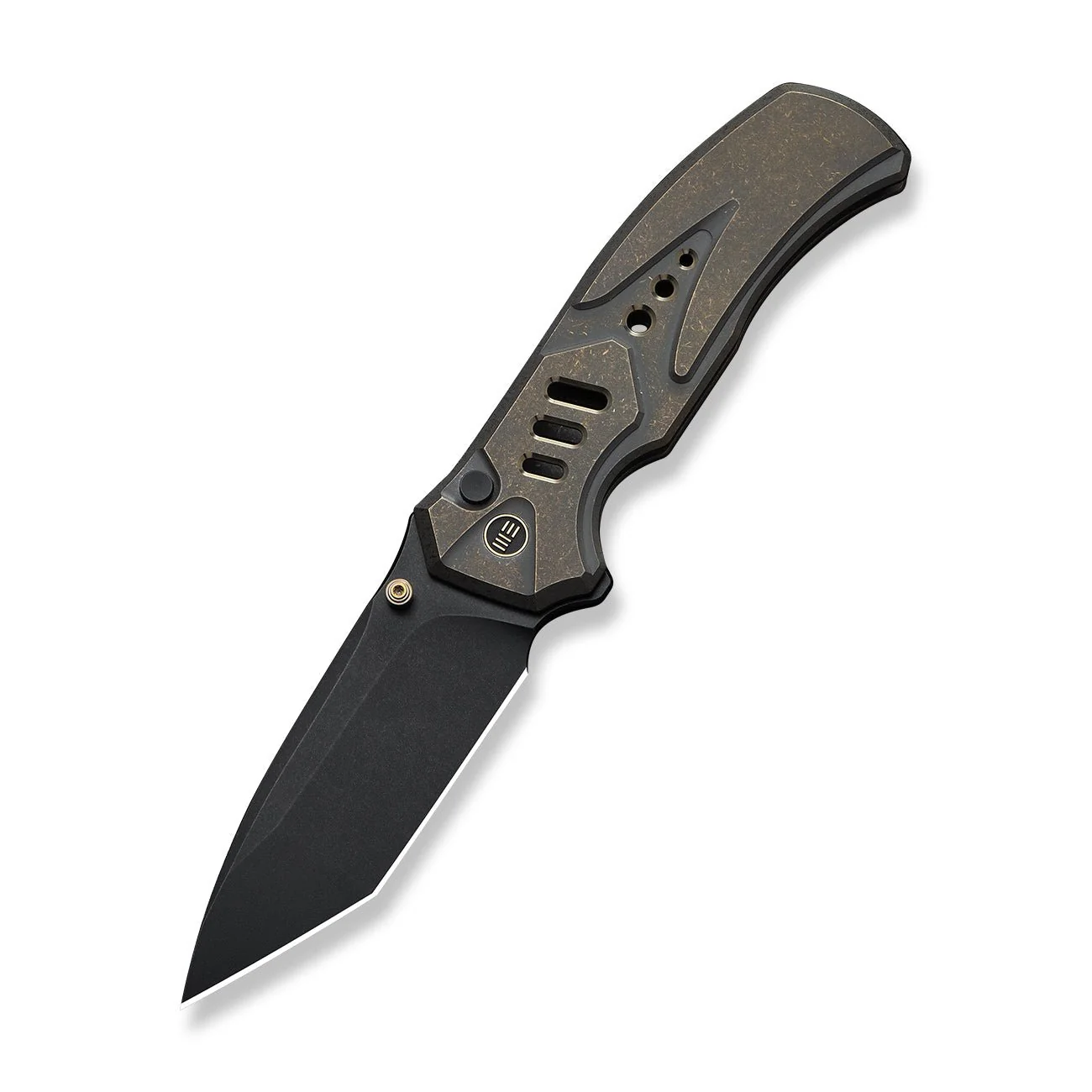 WEKNIFE Zentron Flipper & Thumb Stud & Button Lock Knife Bronze Titanium Handle (3.48" Black Stonewashed Bohler M390 Blade) WE24094-3 - Image 3