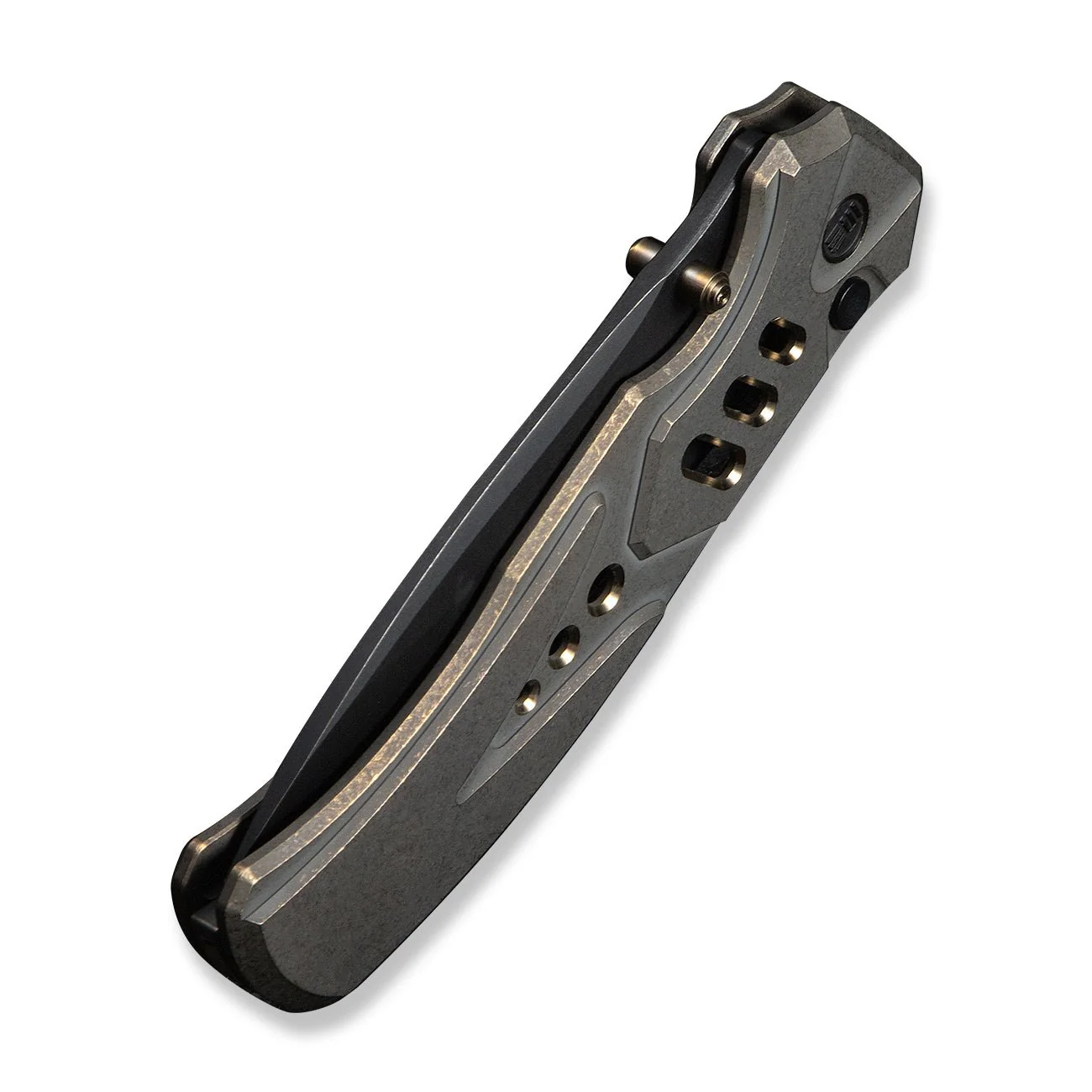 WEKNIFE Zentron Flipper & Thumb Stud & Button Lock Knife Bronze Titanium Handle (3.48" Black Stonewashed Bohler M390 Blade) WE24094-3 - Image 8