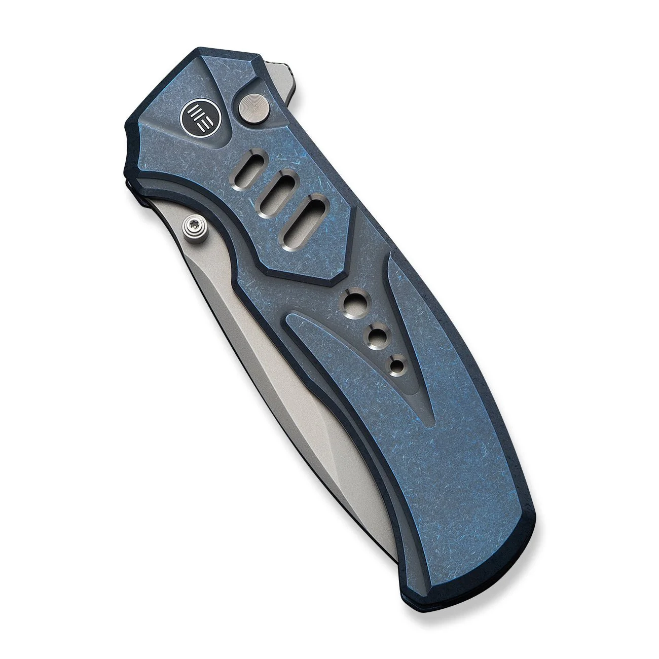 WEKNIFE Zentron Flipper & Thumb Stud & Button Lock Knife Blue Titanium Handle (3.48" Stonewashed Bohler M390 Blade) WE24094-4 - Image 6