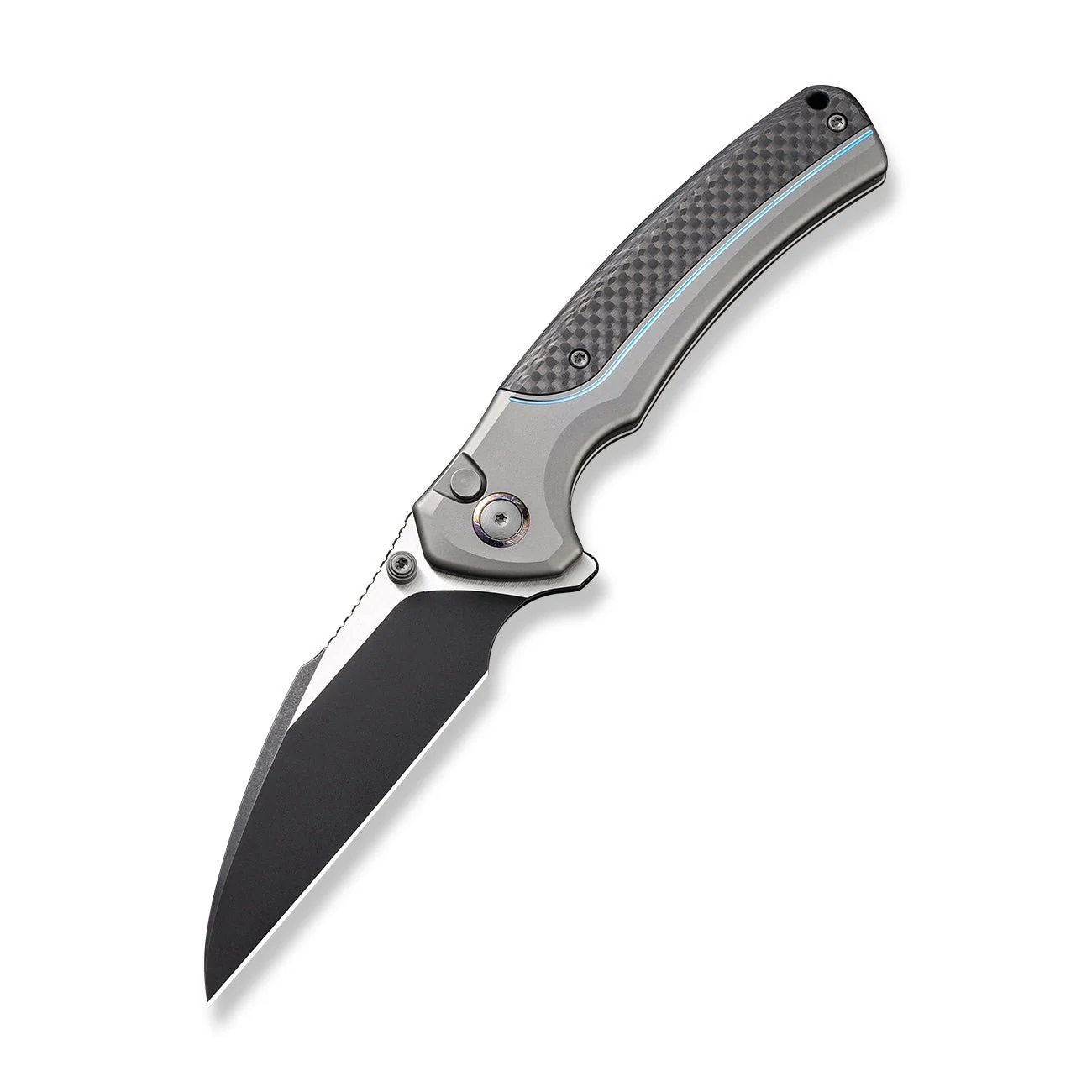 WEKNIFE Ziffius Flipper & Thumb Stud & Button Lock Knife Titanium & Carbon Fiber Handle (3.7" CPM 20CV Blade) WE22024A-1 - Image 3