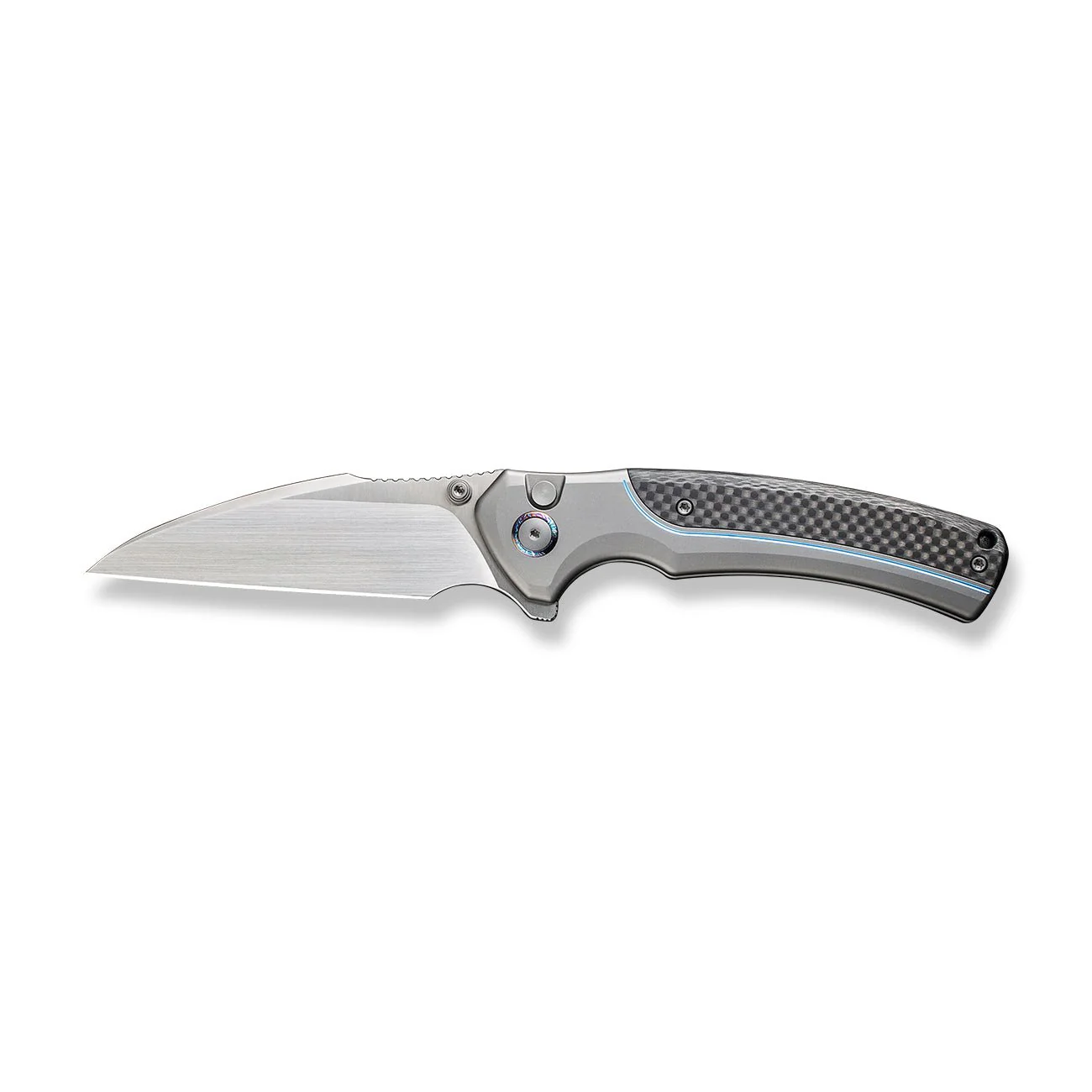 WEKNIFE Ziffius Flipper & Thumb Stud & Button Lock Knife Titanium & Carbon Fiber Handle (3.7" CPM 20CV Blade) WE22024A-2 - Image 4
