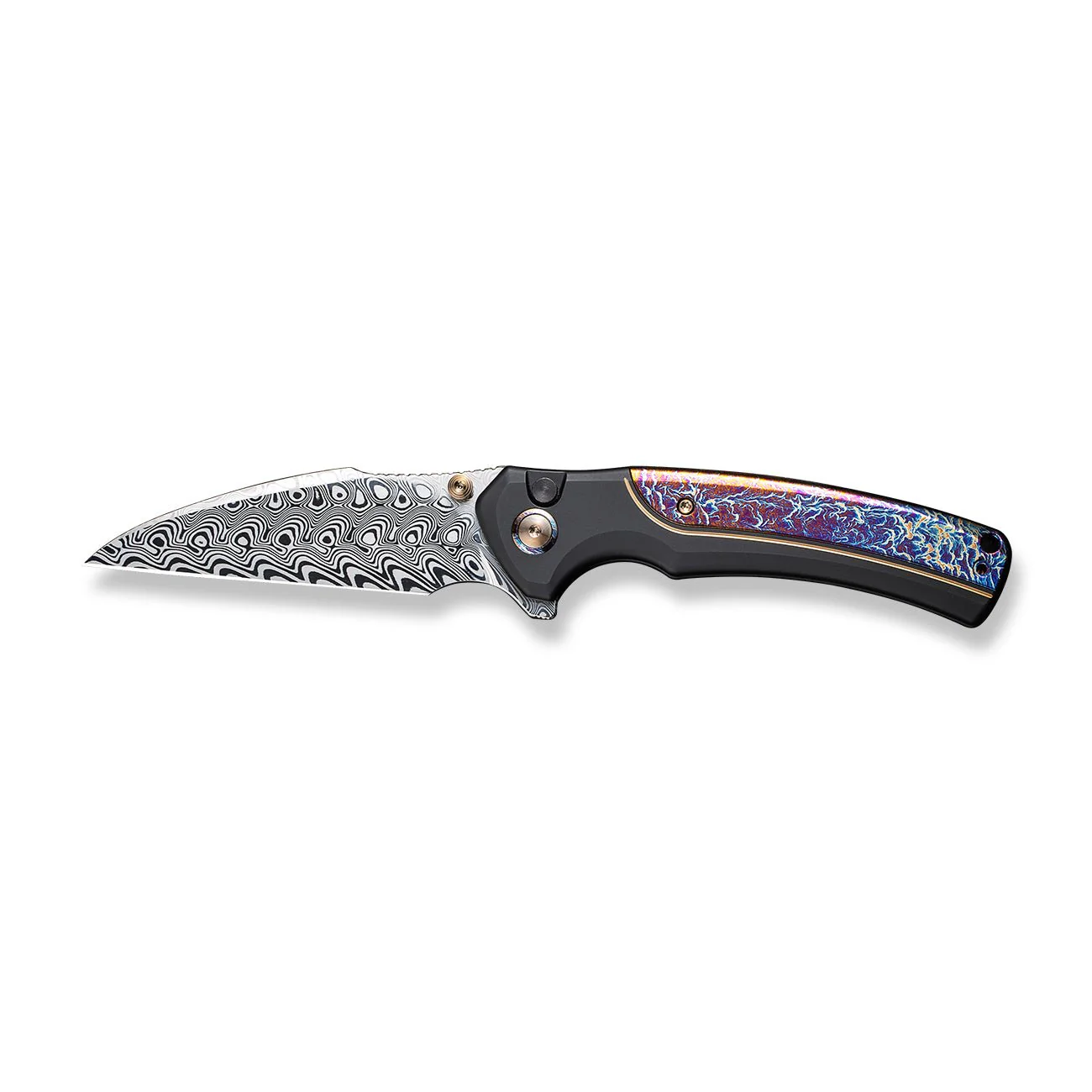 WEKNIFE Ziffius Flipper & Thumb Stud & Button Lock Knife Titanium Handle (3.7" Damasteel Blade) WE22024D-DS1 - Image 4