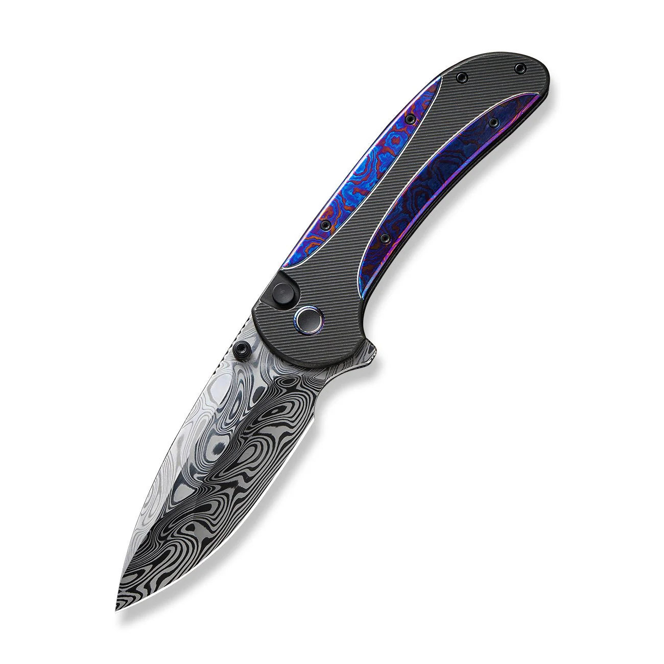 WEKNIFE Zizzit Flipper & Thumb Stud & Button Lock Knife Titanium Handle (3.8" Damasteel Blade) WE23031-DS1 - Image 3