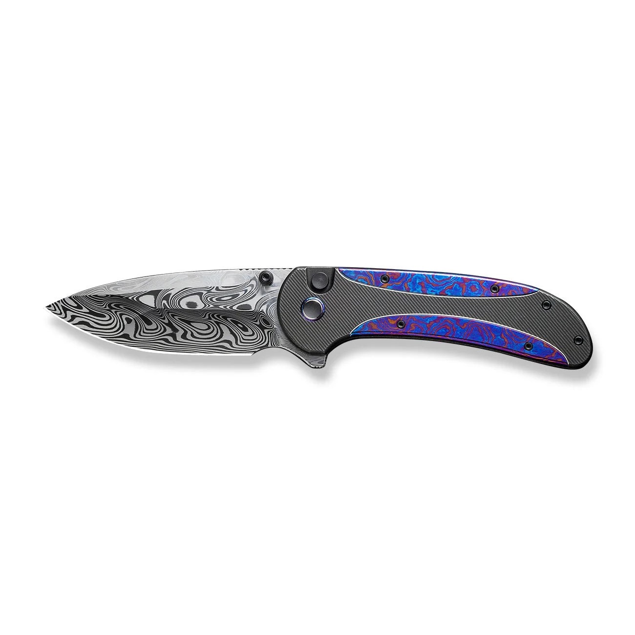 WEKNIFE Zizzit Flipper & Thumb Stud & Button Lock Knife Titanium Handle (3.8" Damasteel Blade) WE23031-DS1 - Image 4