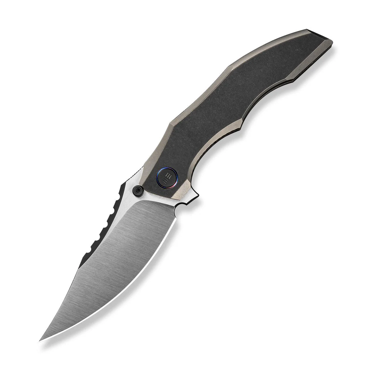 WEKNIFE Zorath Flipper & Thumb Stud Knife Black & Gray Titanium Integral Handle (3.84" Hand Polished Satin Bevel, Black Spine Bohler M390 Blade) WE25003 Sample1 - Image 3