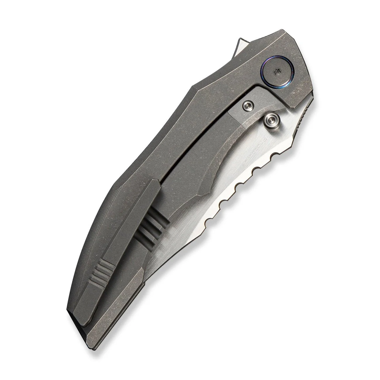 WEKNIFE Zorath Flipper & Thumb Stud Knife Gray Titanium Integral Handle (3.84" Hand Rubbed Satin Bohler M390 Blade) WE25003 Sample2 - Image 4